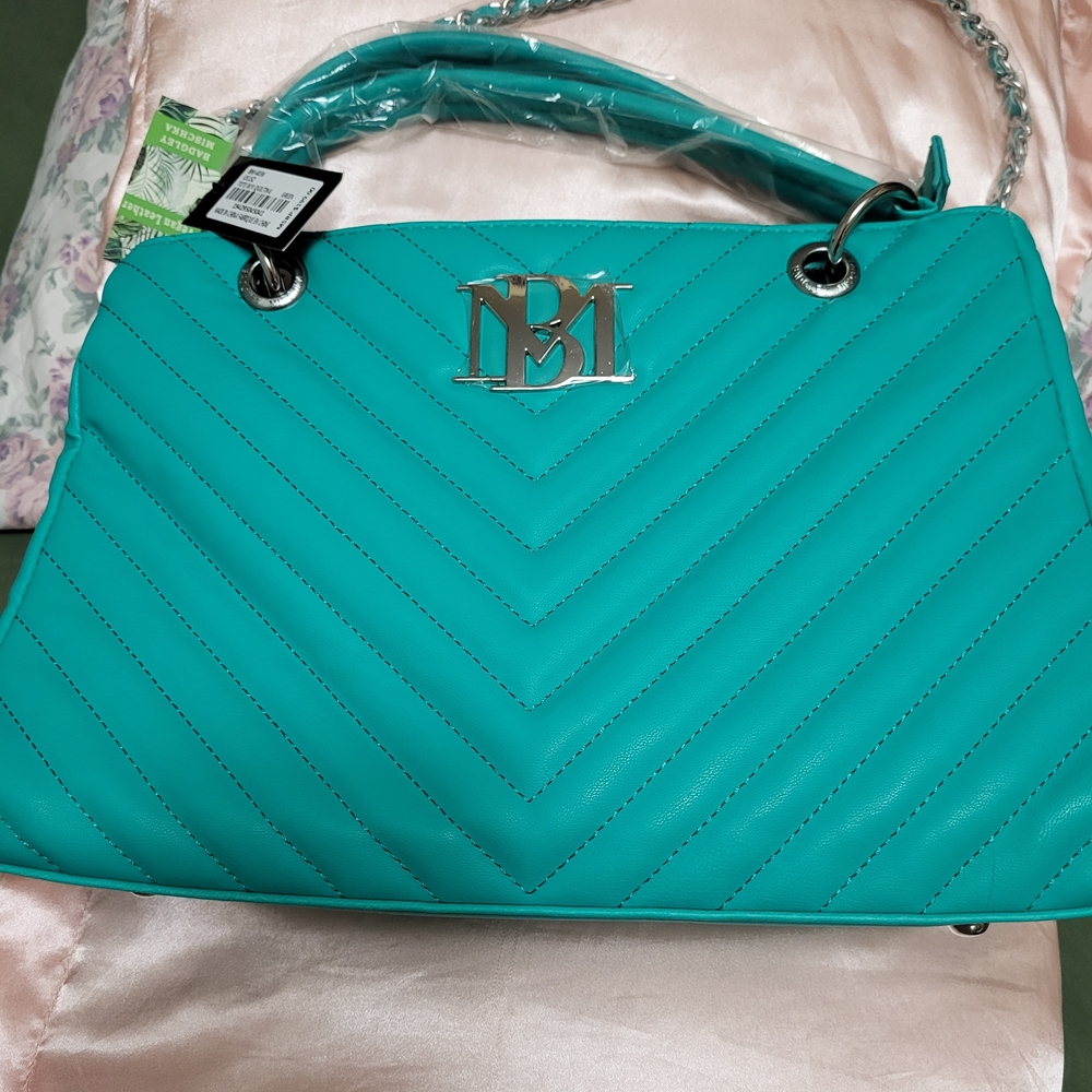 Badgley Mischka Aqua Chevron Shoulder Bag